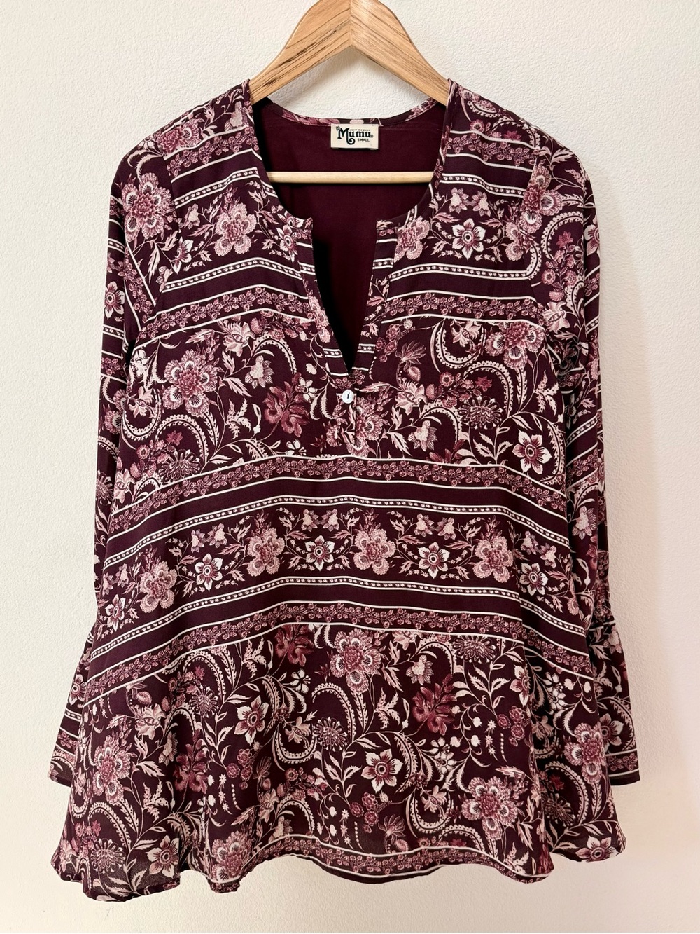 Show Me Your Mumu Plum Paisley Peasant Tunic Dress SM